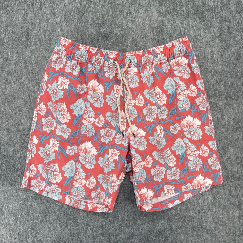 Faherty Swim Trunks Shorts Mens XL Red Floral Board Stretch 7in